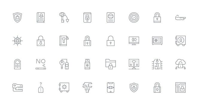 Thin Line Style Password Icons with 32 Vectors Clean Icon Set Icon Pack for UI Projects