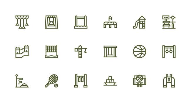 Playground Visual Pack containing 18 Strong Stroke Line Icons Multi-Purpose Icon Pack for Templates vector