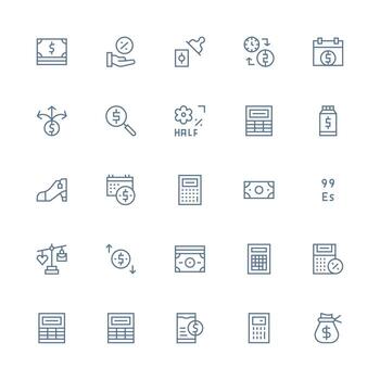 25 Medium Stroke Outline Style Icons from Cost Collection Icon Set for Projects vector