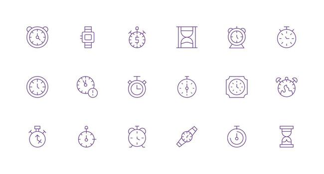 18 Icons for Stopwatch in Minimal Line Format Icons Built for Visual Consistency Pack vector