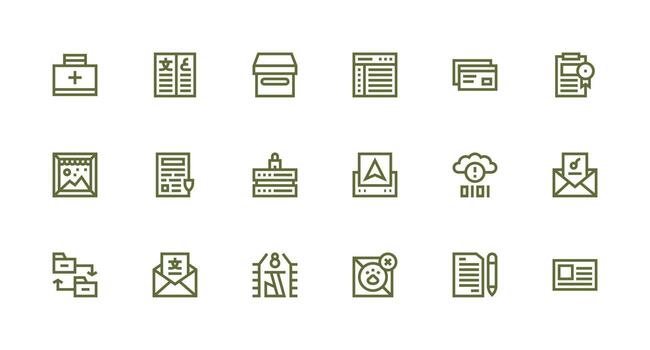 File featuring 18 Icons in Strong Stroke Line Design Essential Icons for Rapid UI Building vector