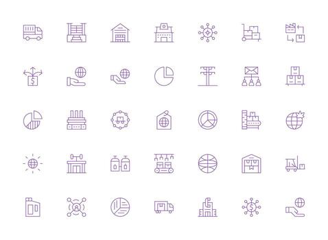 35 Icons for Distribution in Light Line Format Interface Icon Collection vector