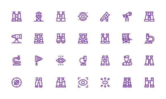 negrita línea estilo observación íconos con 28 vectores ui icono conjunto