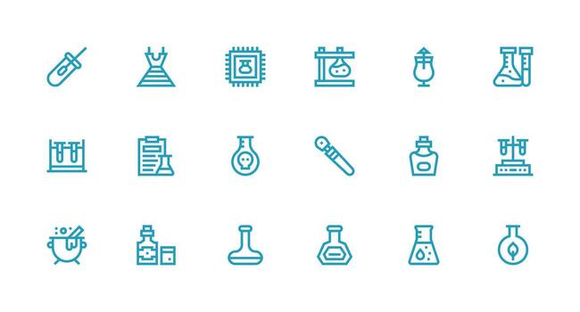 18 Strong Stroke Line Designs for Flask Icons Pixel Perfect Icon Set vector