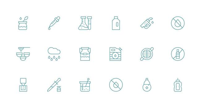 Liquid Design Icons featuring 18 in Minimal Line Style Printable Icon Collection vector