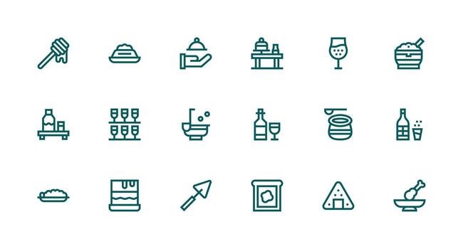 Serving including 18 Strong Stroke Line Illustrations Icon Set for Projects vector