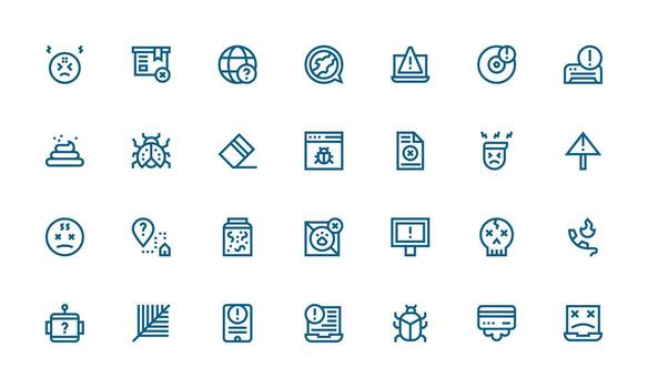 Error Icon Collection with 28 Bold Line Designs Interface Icons for Daily Use vector