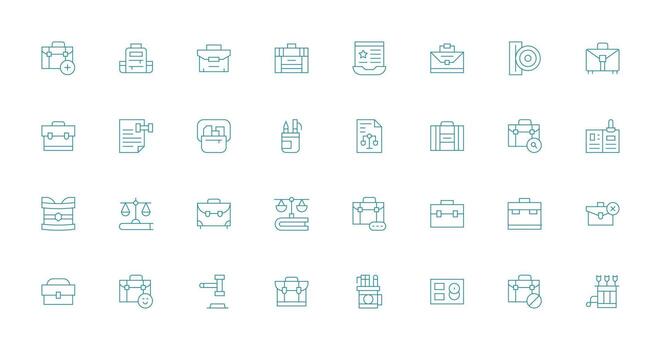 32 Thin Line Icons for Case Graphics Essential Icon Collection vector