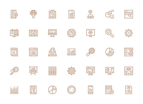35 Regular Clean Line Vectors for Results Theme Simplified Icon Pack for Visual Tools
