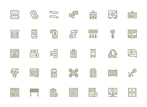 Regular Clean Line Style Entry Icons with 35 Vectors Versatile Icon Collection for Designers