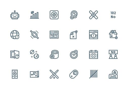 24 Thick Line Line Icons for Unavailable Graphics Pixel Perfect Icons for Modern Apps vector