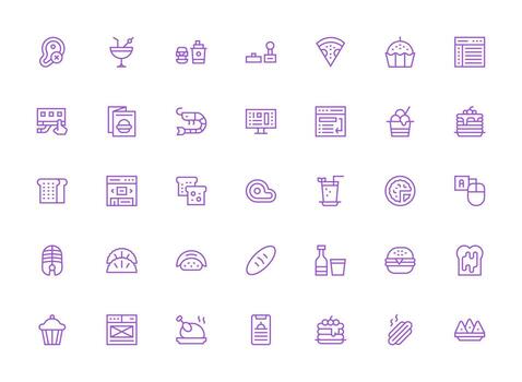 Regular Clean Line Icons from Menu Set with 35 Vectors Customizable Icon Series for Mobile Screens