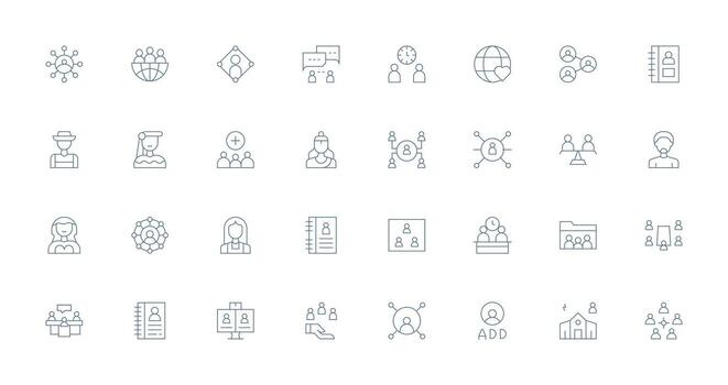 People Design Icons featuring 32 in Thin Line Style Clear and Concise Icon Set Collection vector