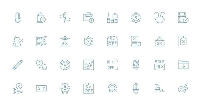 Thin Line Style Saving Icons with 32 Vectors Web and App Icon Pack Collection