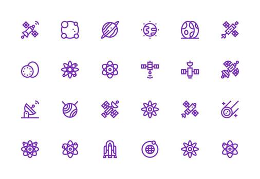 orbita icono conjunto con 24 grueso línea línea gráficos ui icono conjunto vector