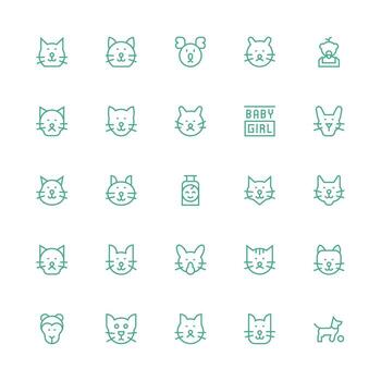 Adorable Icon Set with 25 Medium Stroke Outline Graphics Pixel Perfect Icons for Modern Apps vector