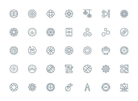 35 Regular Clean Line Vectors for Circle Theme Clean Icon Collection for Web Use