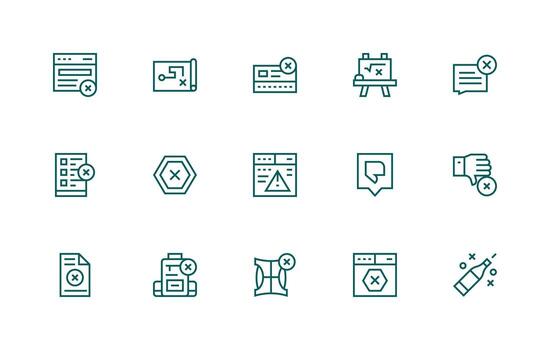 15 Incorrect Icons in Regular Line Aesthetic Multi-Style Icon Collection vector