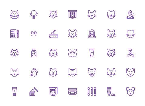 Regular Clean Line Icons from Face Set with 35 Vectors Editable Icon Collection