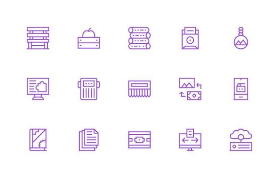 15 Regular Line Style Icons from File Management Collection Simple Icons for Interface and Wireframes vector