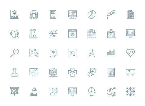 Analysis Icon Set with 35 Light Line Graphics Professional Icon Set vector