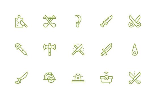 Cutting Icon Set with 15 Regular Line Graphics Scalable Icon Pack vector
