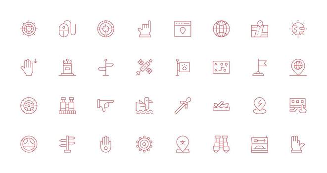 32 Delgado línea estilo íconos desde navegación colección escalable íconos para multiplataforma interfaces vector