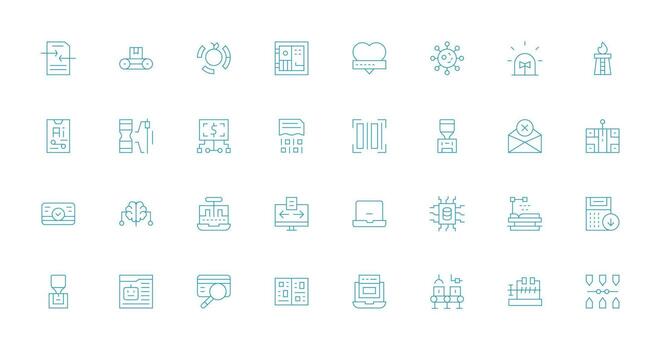 Thin Line Icons from Processing Set with 32 Vectors Interface Icon Collection for Daily Projects