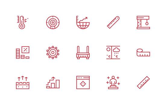 Metric Design Icons featuring 15 in Regular Line Style Clean Icon Set Icon Pack for UI Projects vector