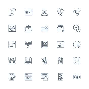 25 Medium Stroke Outline Designs for Unavailable Icons Balanced Icon Set for Functional Design vector