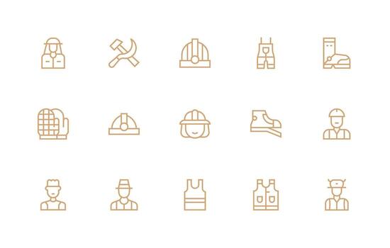 Labor Set with 15 Regular Line Icons Basic Icon Series vector