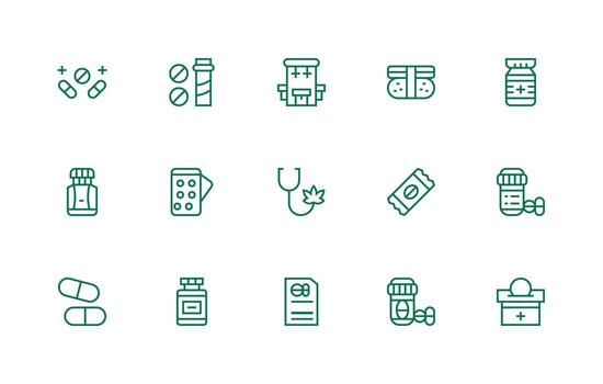 15 Regular Line Vectors for Drugs Theme Layout Icon Collection