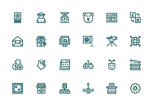 24 Thick Line Line Style Icons from Digital Collection Multi-Style Icon Collection vector