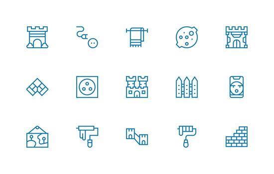 15 Regular Line Style Icons from Wall Collection Neat Icon Set vector