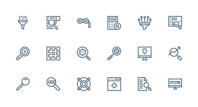 18 Icons for Search in Strong Stroke Line Format Sharp Icons for Presentations vector