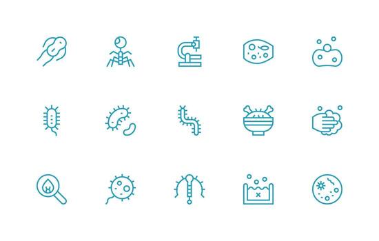 Regular Line Icons from Bacteria Set with 15 Vectors Lightweight Icon Series