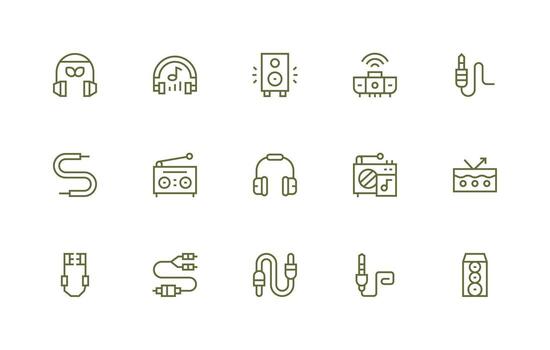 15 Regular Line Icons for Stereo Graphics Sharp Icons for Presentations vector