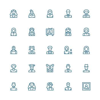 25 Medium Stroke Outline Icons for Avatar Graphics Functional Icon Series vector