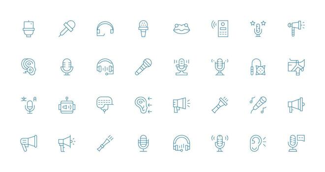 Voice Set with 32 Thin Line Icons Clear and Concise Icon Set Collection vector