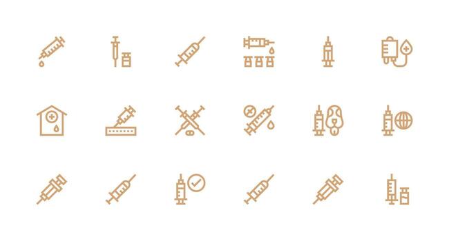 18 Strong Stroke Line Icons for Vaccination Graphics Clean Icon Set Icon Pack for UI Projects vector