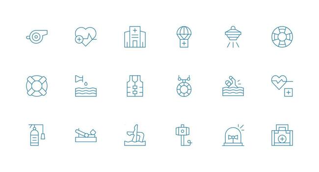 Minimal Line Style Emergency Icons with 18 Vectors Interface Icon Collection for Daily Projects
