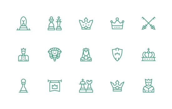 Royalty Icon Set with 15 Regular Line Graphics Essential Icon Set for Teams vector