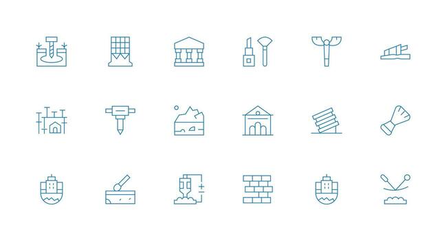 Foundation Set with 18 Minimal Line Icons Simple Icons for Interface and Wireframes vector