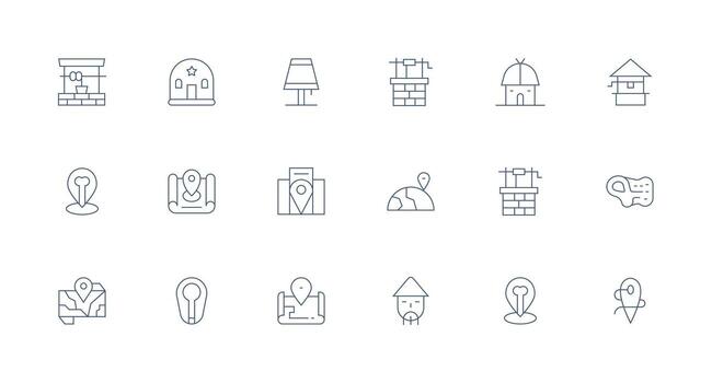 Village Set with 18 Minimal Line Icons Clean Icon Collection for Web Use vector