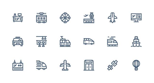 Strong Stroke Line Style Passenger Icons with 18 Vectors Essential Icons for Rapid UI Building
