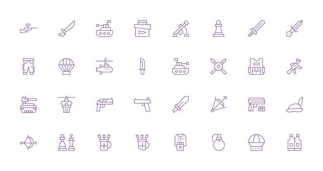 32 Thin Line Designs for Tactical Icons Full Icon Library for UI Designers vector