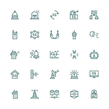 Signal Icon Set with 25 Medium Stroke Outline Graphics Simple Icon Pack vector