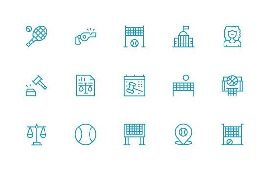 15 Icons for Court in Regular Line Format Dashboard Icon Series vector