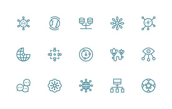 15 Regular Line Designs for Interconnected Icons Simple Icons for Interface and Wireframes vector