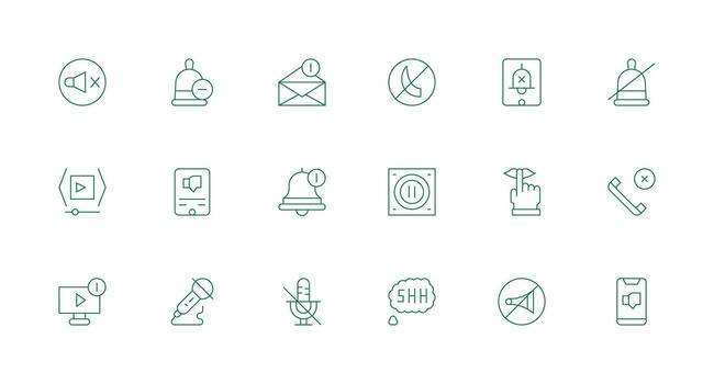 Mute Icon Set with 18 Minimal Line Graphics Compact Icon Set vector